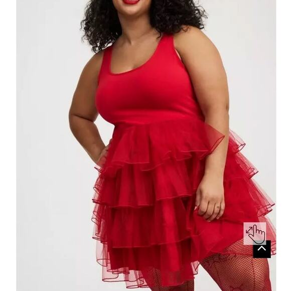 Torrid Plus Size 2 (2X 18/20) Sexy Red Tiered Mini Tank Party Tutu Glam Dress - Picture 2 of 4